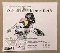 Plakat für Schafft die Narren fort
